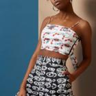 River Island Womens White Design Forum Hand Print Crop Cami Top
