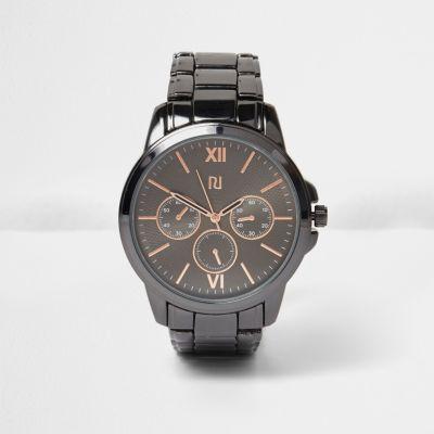 River Island Mens Gunmetal Tone Chain Watch