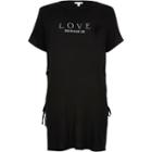 River Island Womens Love Print Side Tie Oversized T-shirt