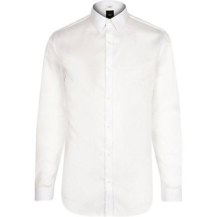 River Island Mens White Premium Cotton Slim Fit Shirt