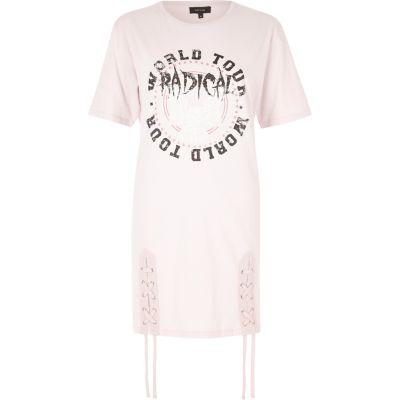 River Island Womens 'radical' Band Print Lace-up T-shirt