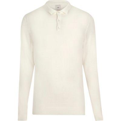 River Island Mens Knitted Long Sleeve Slim Fit Polo Shirt