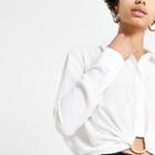 River Island Womens White Crop Long Sleeve Shirt