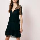 River Island Womens Dobby Mesh Tiered Short Sleeve Dress