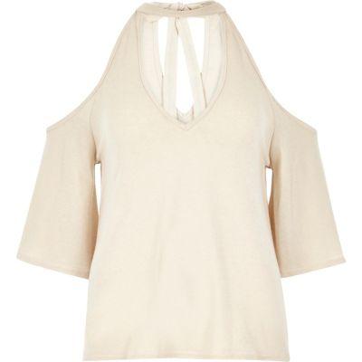 River Island Womens Cold Shoulder Flute Sleeve Top