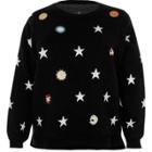 River Island Womens Plus Embellished Star Knit Sweater