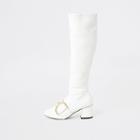 River Island Womens White Buckle Strap Knee Length Boots