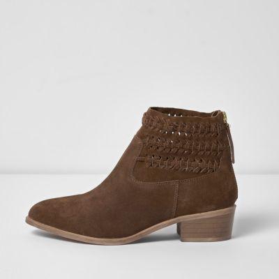River Island Womens Suede Woven Boots