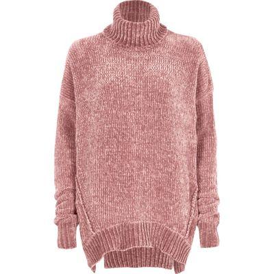 River Island Womens Chenille Knit Oversized Roll Neck Sweater