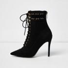 River Island Womens Pointed Lace-up Heeled Boots