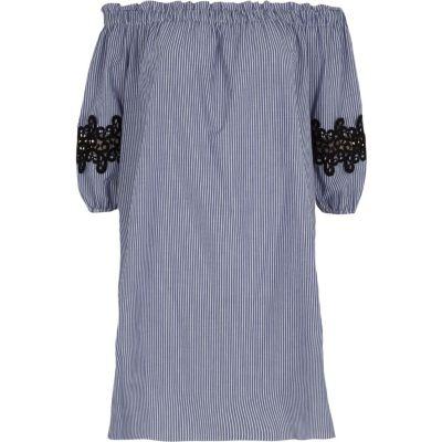 River Island Womens Stripe Print Bardot Swing Dress