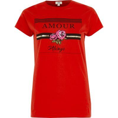 River Island Womens 'amour' Print Fitted T-shirt