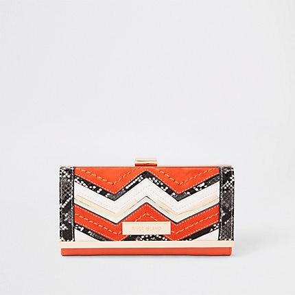 River Island Womens Snake Zig Zag Detail Cliptop Purse