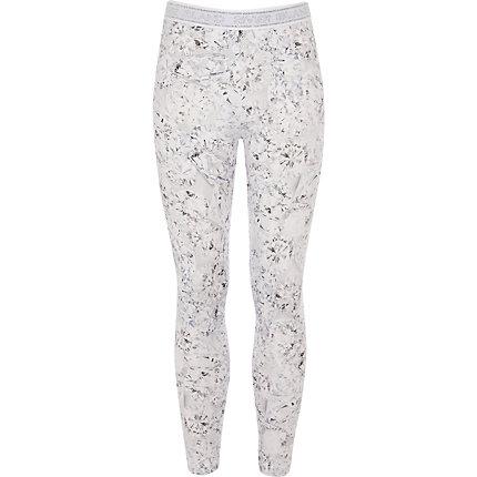 River Island Girls Ri Active Silver Diamond Print Leggings