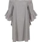 River Island Womens Stripe Bell Sleeve Bardot Swing Dress