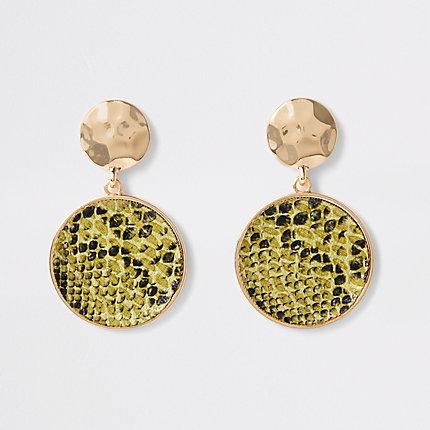 River Island Womens Neon Snake Print Circle Drop Earrings