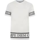 River Island Mens White 'carpe Diem' Sleeve Slim Fit T-shirt