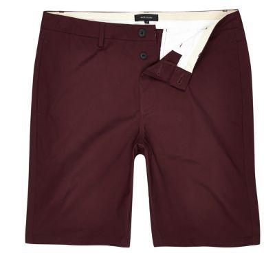 River Island Mensburgundy Slim Fit Chino Shorts