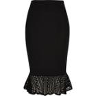 River Island Womens Ribbed Jersey Frill Pencil Skirt