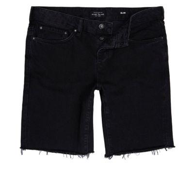 River Island Mens Slim Fit Frayed Denim Shorts