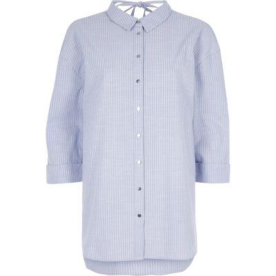 River Island Womens Stripe Tie Back Oversized Shirt