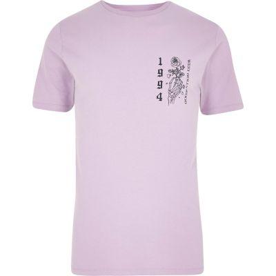River Island Mens Rose Skeleton Slim Fit T-shirt