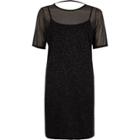River Island Womens Glitter Mesh T-shirt Dress