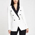 River Island Womens White Double Breasted Contrast Tux Jacket