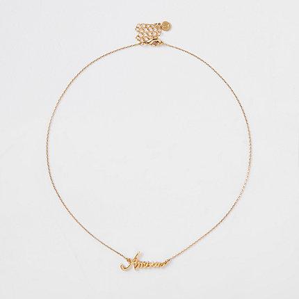 River Island Womens Gold Plated 'amour' Pendant Necklace