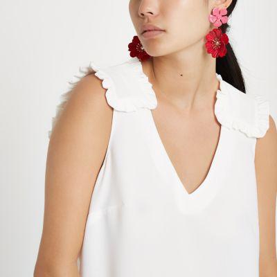 River Island Womens White Frill Trim Cami Top
