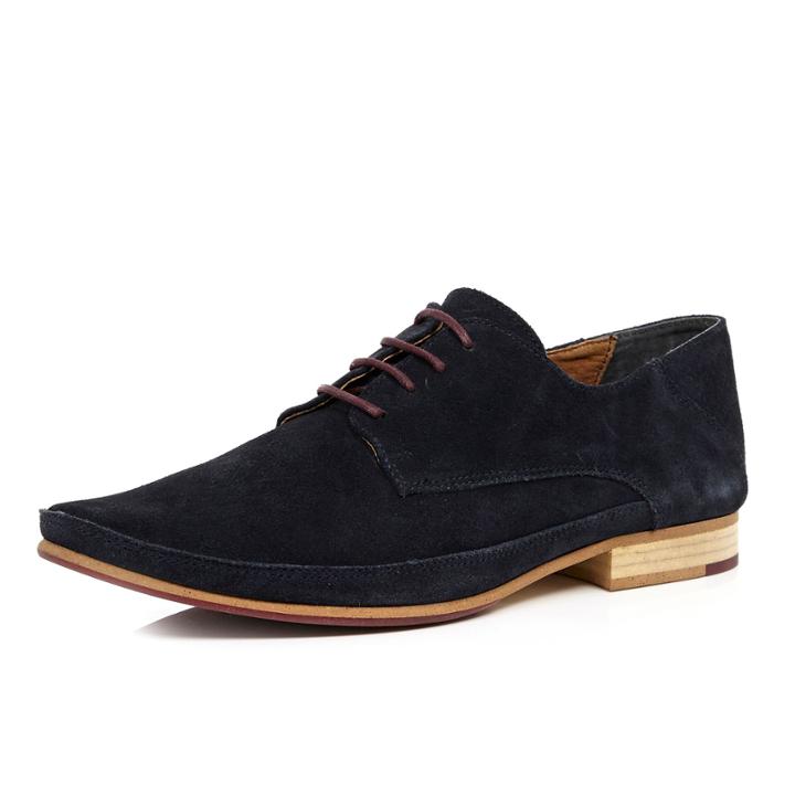 River Island Mensnavy Suede Pointed Toe Formal Shoes