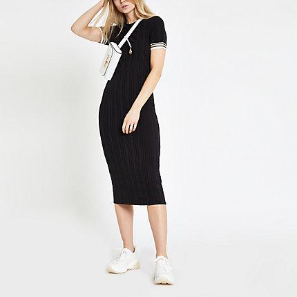 River Island Womens Ribbed Midi Bodycon Dress