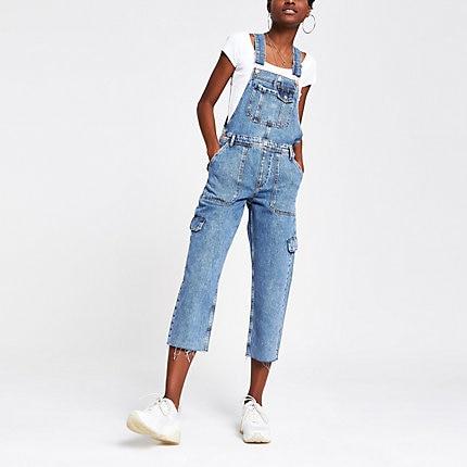 River Island Womens Utility Denim Dungarees