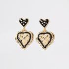 River Island Womens Gold Color Heart Drop Earrings