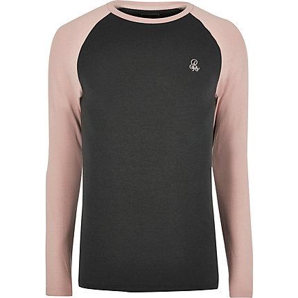 River Island Mens R96 Raglan Muscle Fit T-shirt