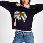 River Island Womens Palm Tree Crew Neck Knit Jumper