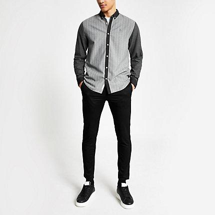 River Island Mens Pinstripe Colour Block Regular Fit Shirt