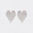 River Island Womens Silver Tone Diamante Cup Chain Heart Earrings