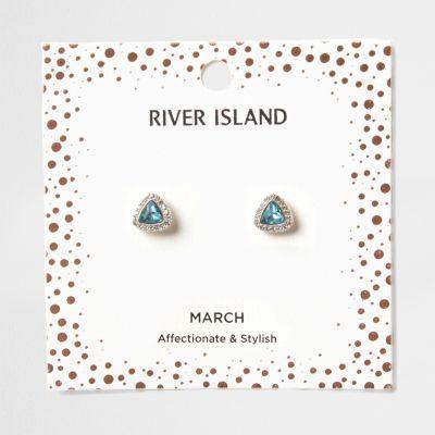 River Island Womens Gem March Birthstone Stud Earrings