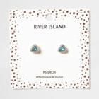 River Island Womens Gem March Birthstone Stud Earrings