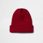 River Island Mensred Knit Beanie Hat