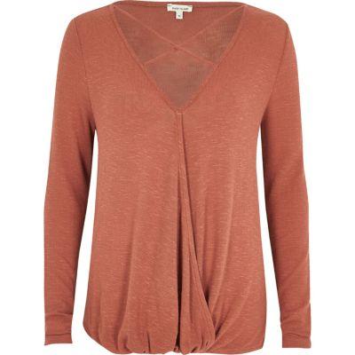 River Island Womens Rust Strappy Front Wrap Top