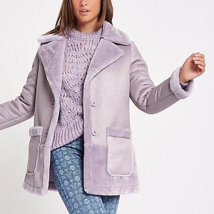 River Island Womens Faux Fur Reversible Coat