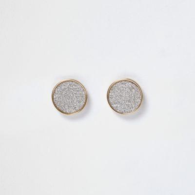 River Island Womens Silver Glitter Xl Stud Earrings