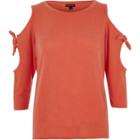River Island Womens Tie Sleeve Cold Shoulder Top