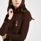 River Island Womens Pocket Trim Turtle Neck Top