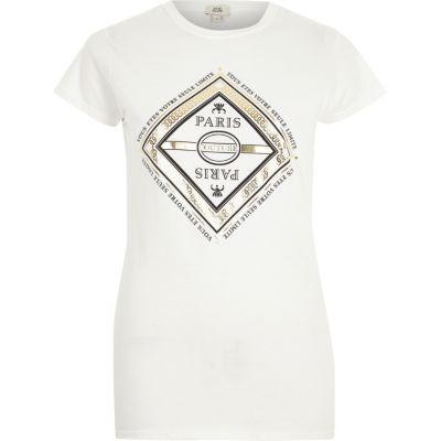 River Island Womens White Paris Diamond Print T-shirt
