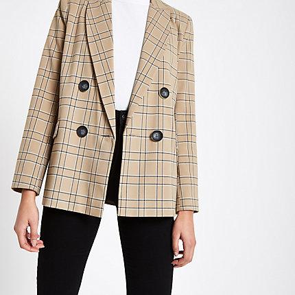 River Island Womens Check Print Button Front Blazer