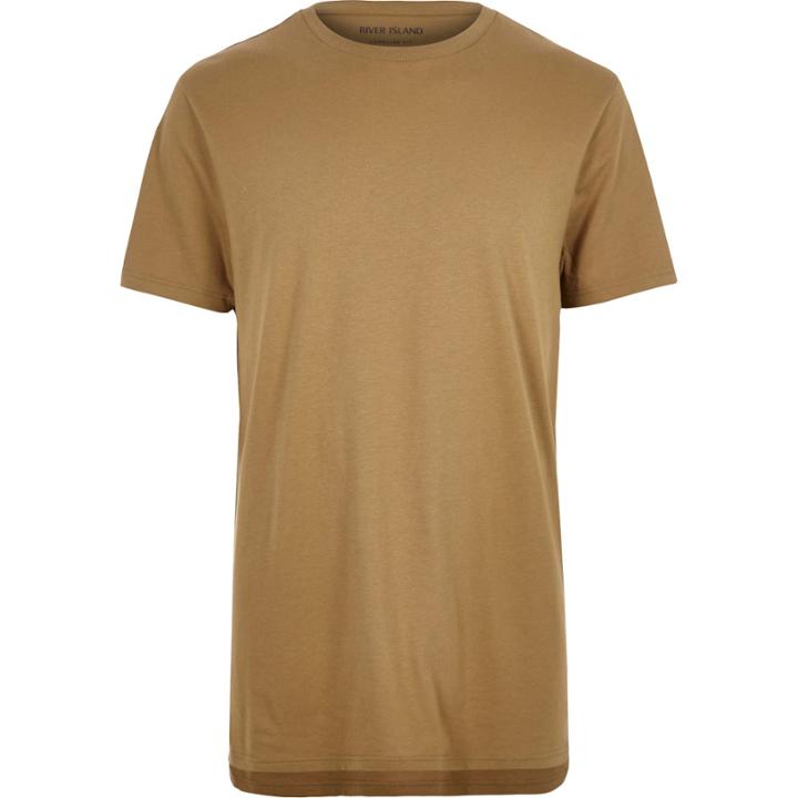 River Island Mensbrown Marl Longline T-shirt