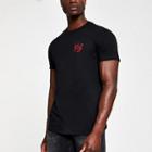 River Island Mens Skull Embroidered Slim Fit T-shirt